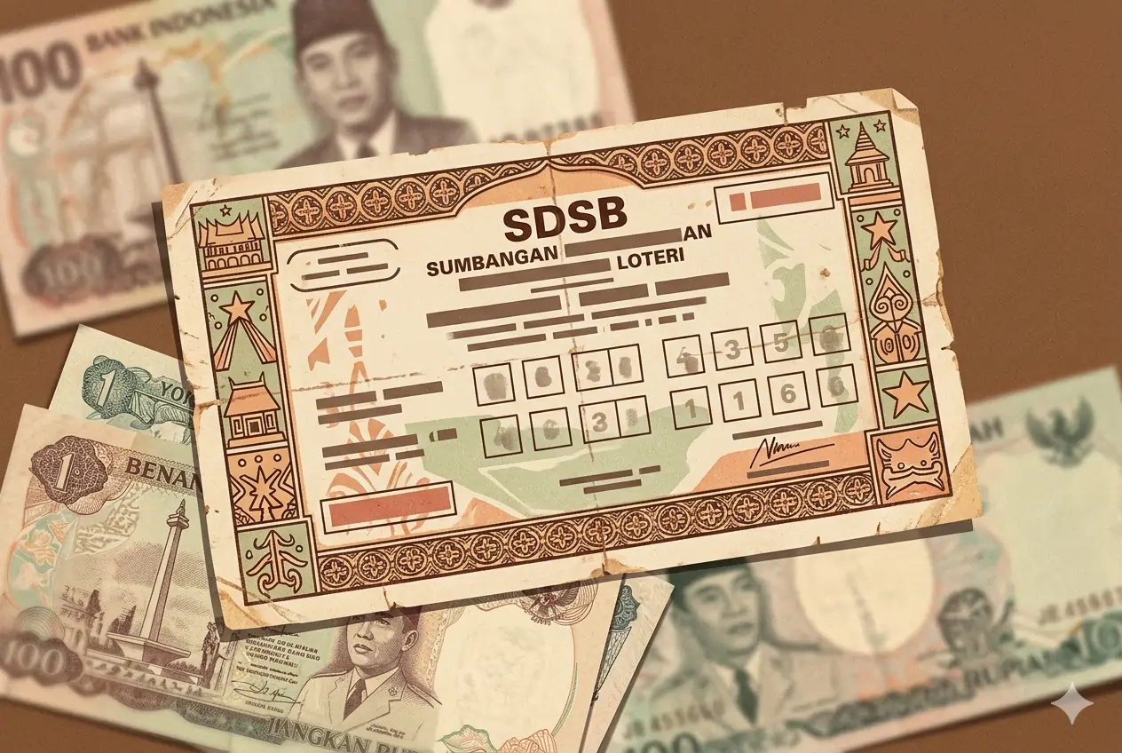 Ilustrasi kupon Sumbangan Dana Sosial Berhadiah (SDSB) era 1987-1993