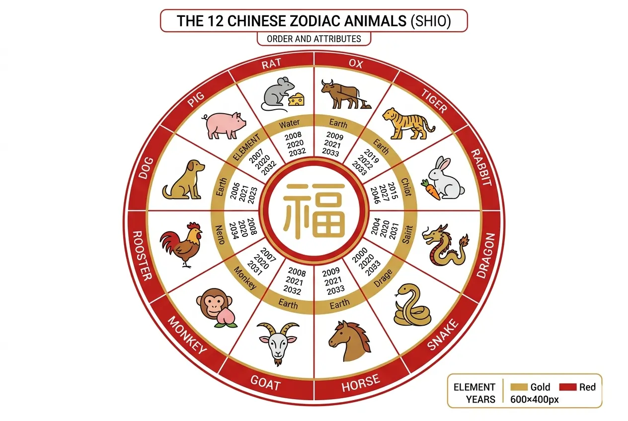 Tabel 12 shio dalam siklus zodiak Tionghoa beserta simbol dan angka togel