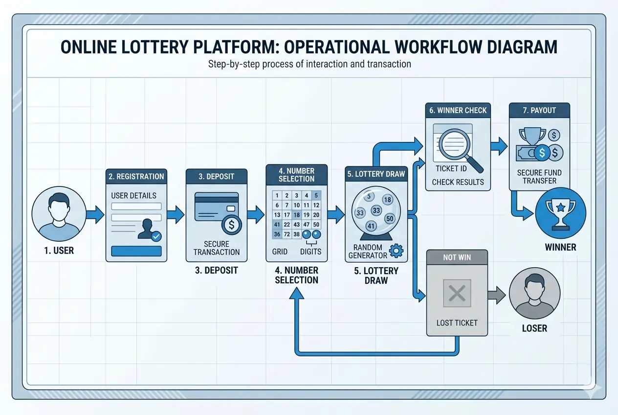 Diagram alur mekanisme platform togel daring dari pendaftaran hingga pembayaran